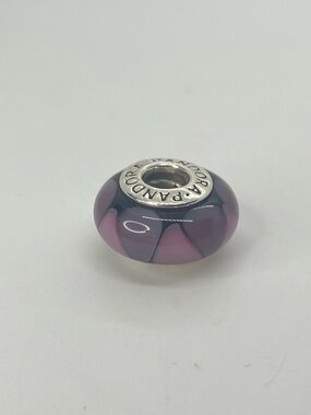 Pandora 925 ALE Captivating Purple Murano Triangles Design Charm  | # 790635